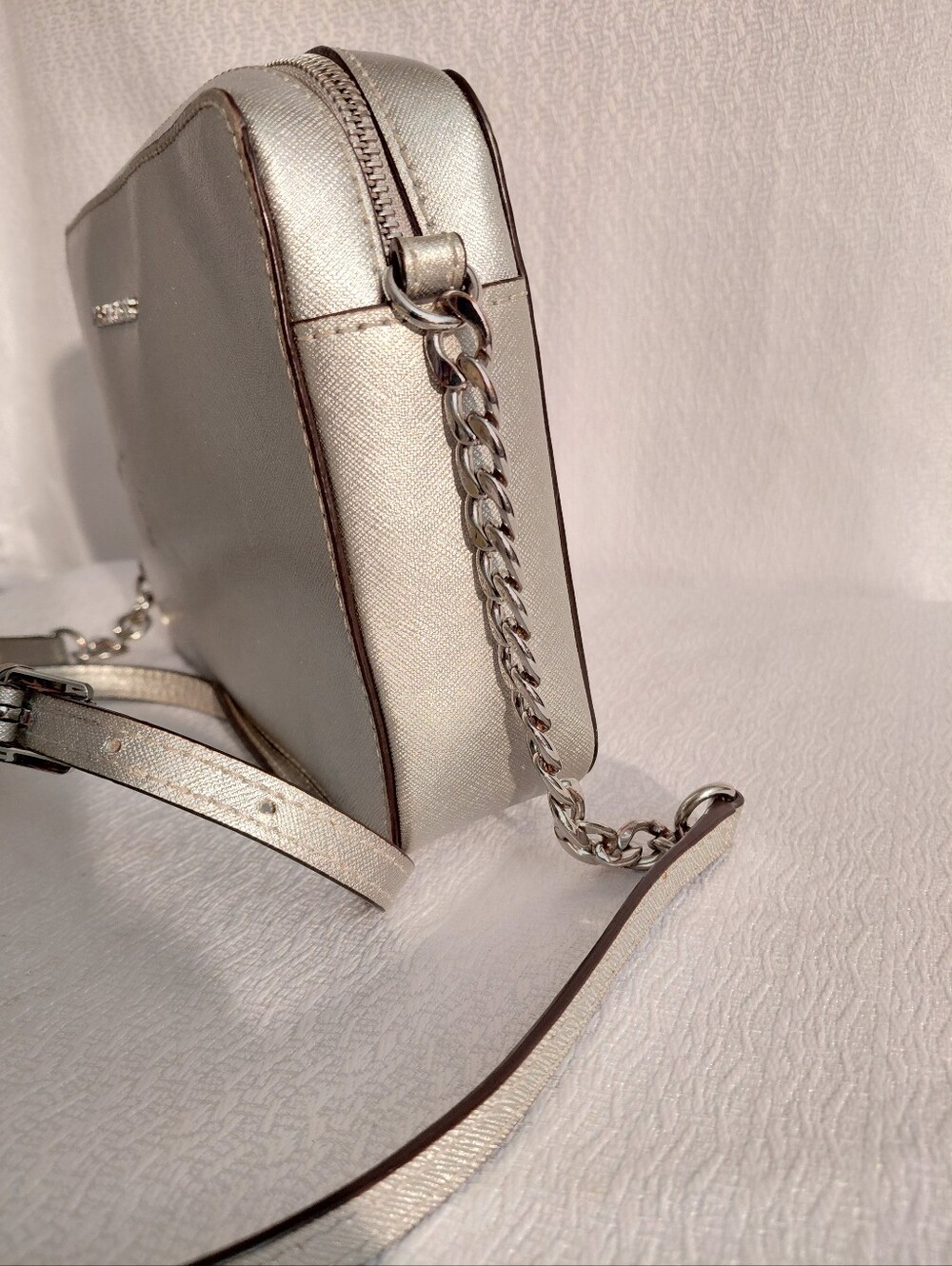 Michael Kors Women's Metallic Silver Crossbody Bag - Picture 3 of 11